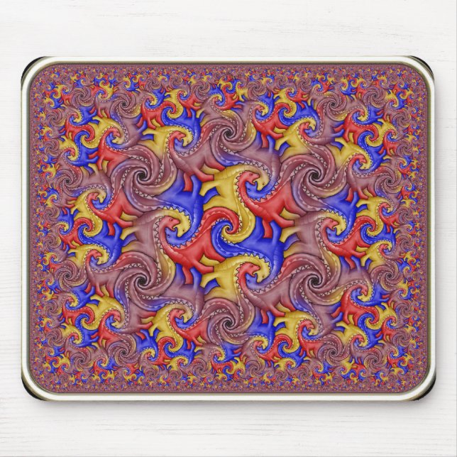 Hyperbolischer DinosaurierTessellation Mousepad (Vorne)