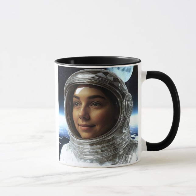 Hyperrealistischer Mondkosmonaut Tasse (Rechts)