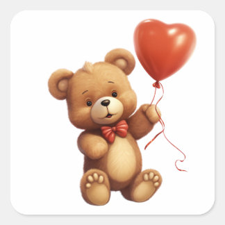 hyperrealistischer Teddybär Quadratischer Aufkleber