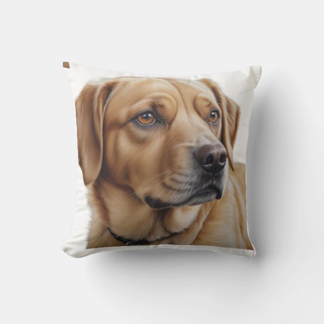 Hyperrealistisches Dog-Portrait-Throw-Kissen Kissen (Vorderseite)