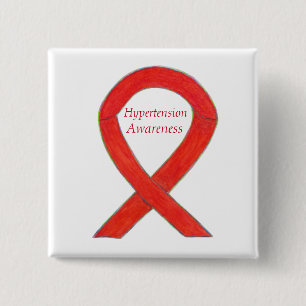 Hypertonie (HTN Awareness Red Ribbon Custom Button