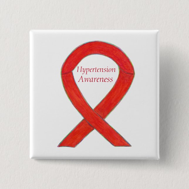Hypertonie (HTN Awareness Red Ribbon Custom Button (Vorderseite)