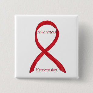 Hypertonie (HTN Awareness Red Ribbon Custom Button