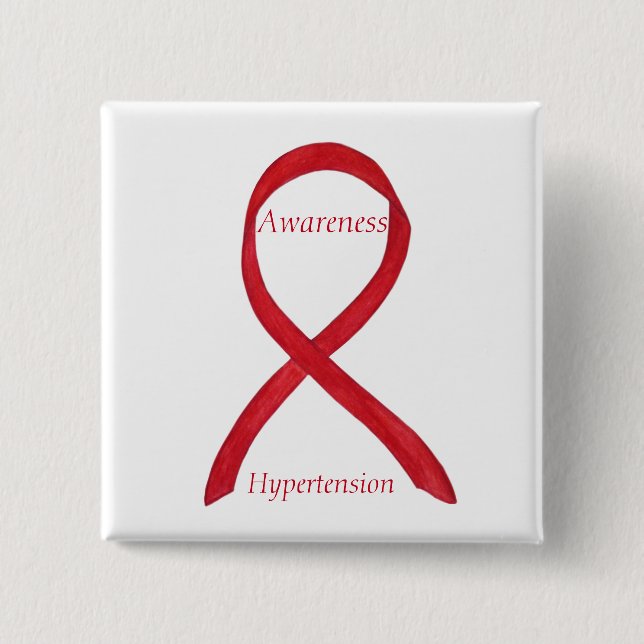 Hypertonie (HTN Awareness Red Ribbon Custom Button (Vorderseite)