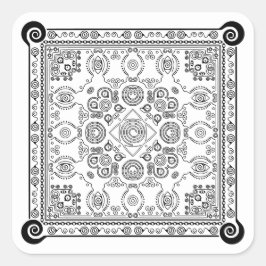 Hypno Hanky Spiral Bandana, Taschentuosensticker Quadratischer Aufkleber