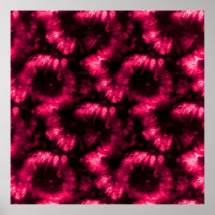 Hypno Pattern. Rosa Shibori-Stoffe. Dark Hypno Spi Poster