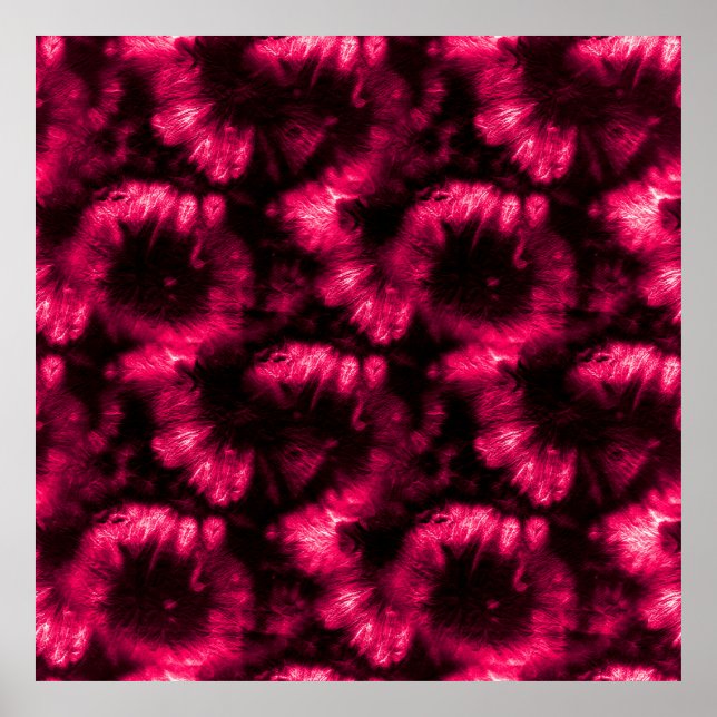 Hypno Pattern. Rosa Shibori-Stoffe. Dark Hypno Spi Poster (Vorne)
