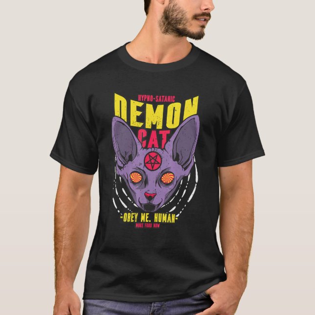 Hypno satanic dämonic cat T-Shirt (Vorderseite)