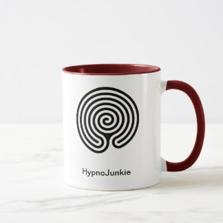 Hypnose-Junkie-rotes und weißes Tassen-Labyrinth Tasse