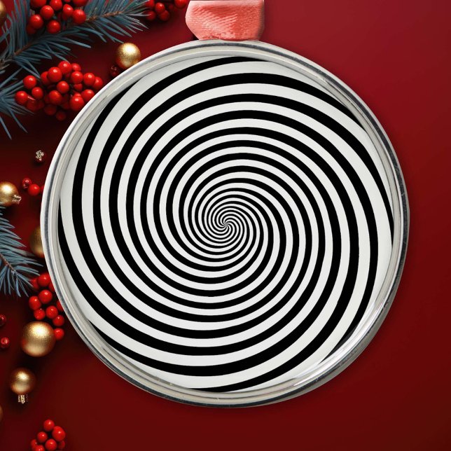 Hypnose Spiral Ornament Aus Metall (Dive into this mesmerizing black and white Hypnosis spiral ornament, the perfect mind bender!)