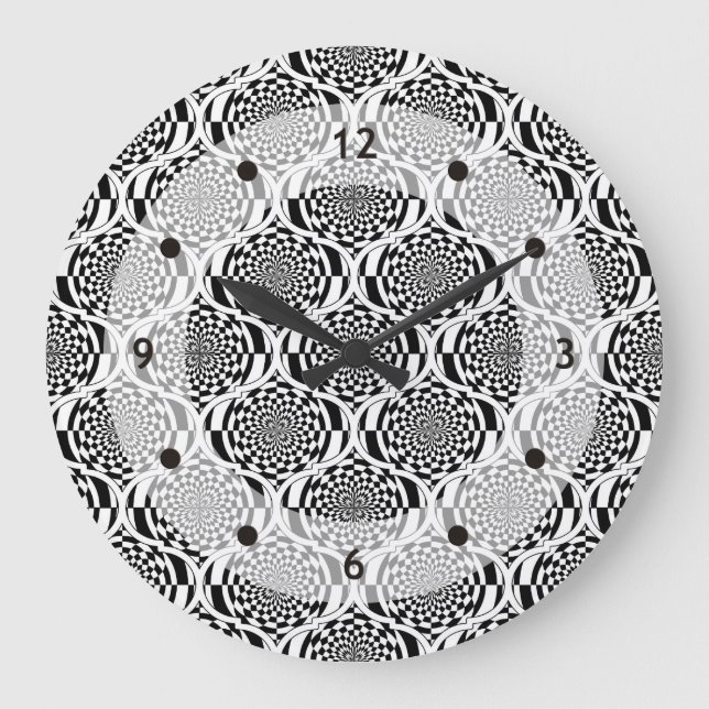 Hypnosis Pattern Schwarz-weiß + Ihre Ideen Große Wanduhr (Vorderseite)