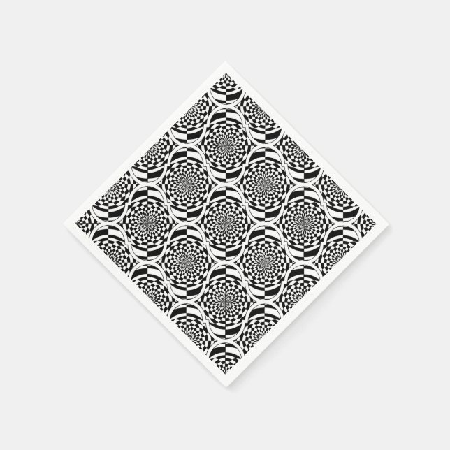 Hypnosis Pattern Schwarz-weiß + Ihre Ideen Serviette (Ecke)