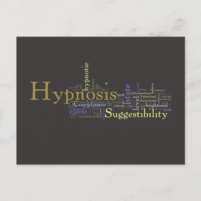 Hypnosis Word Art Post Card - Dunkler Hintergrund Postkarte (Vorderseite)