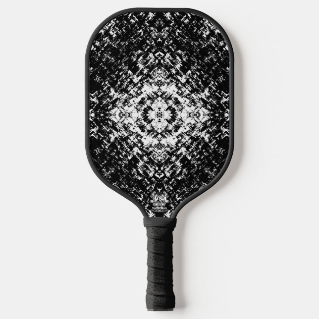 Hypnotic Abstract Black And White Modern Art Pickleball Schläger (Vorderseite)