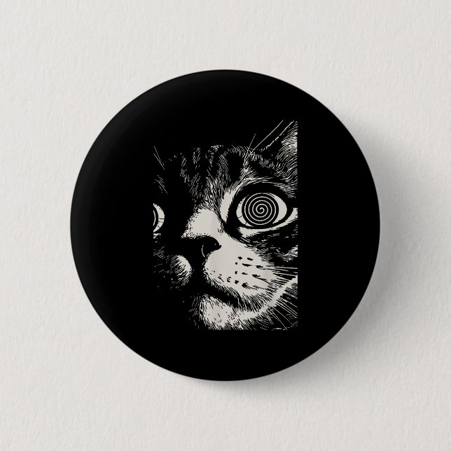 Hypnotic Cat Sral Eyes Trippy Psychedelic Cat  Button (Vorderseite)