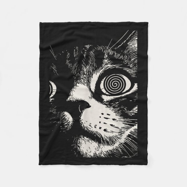 Hypnotic Cat Sral Eyes Trippy Psychedelic Cat  Fleecedecke (Vorderseite)