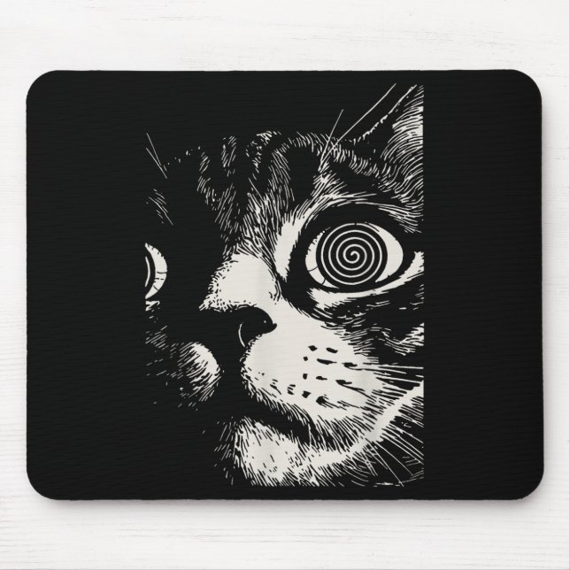 Hypnotic Cat Sral Eyes Trippy Psychedelic Cat Mousepad (Vorne)
