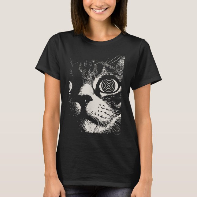 Hypnotic Cat Sral Eyes Trippy Psychedelic Cat T-Shirt (Vorderseite)