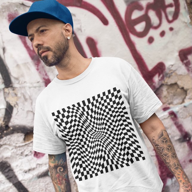 Hypnotic Checkered Pattern T - Shirt (Von Creator hochgeladen)