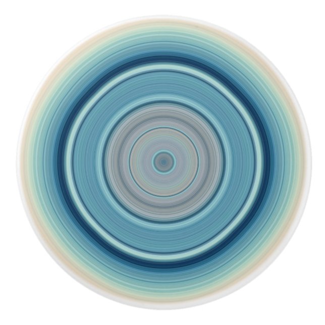Hypnotic Circle Aqua Off-White Keramikknauf (Vorderseite)