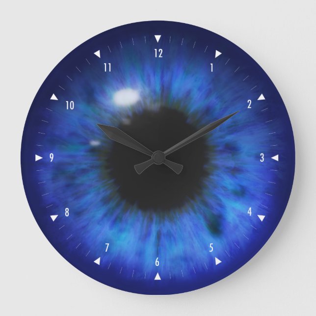 Hypnotic Deep Blue Augen Große Wanduhr (Vorderseite)