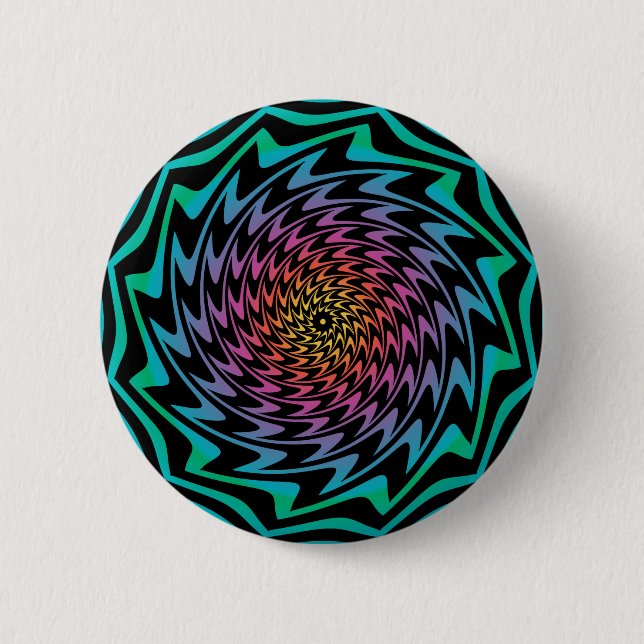 HYPNOTIC DISK Mesmerisierende Neon Cool Zig Zag Sp Button (Vorderseite)