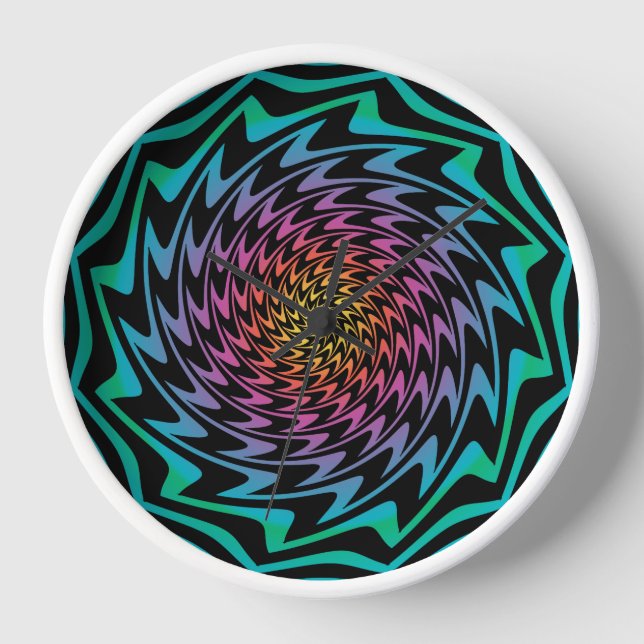 HYPNOTIC DISK Mesmerisierende Neon Cool Zig Zag Sp Uhr (Vorderseite)