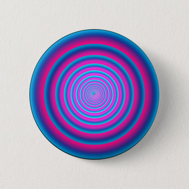 Hypnotic Fuzzy Lila Crazy Circular Vortex Disk Button (Vorderseite)