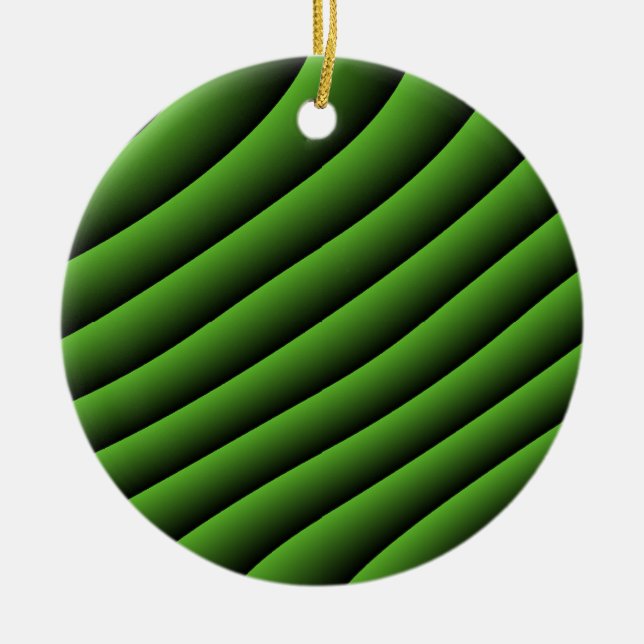 Hypnotic Green Wavy Lines Ornament (Vorne)