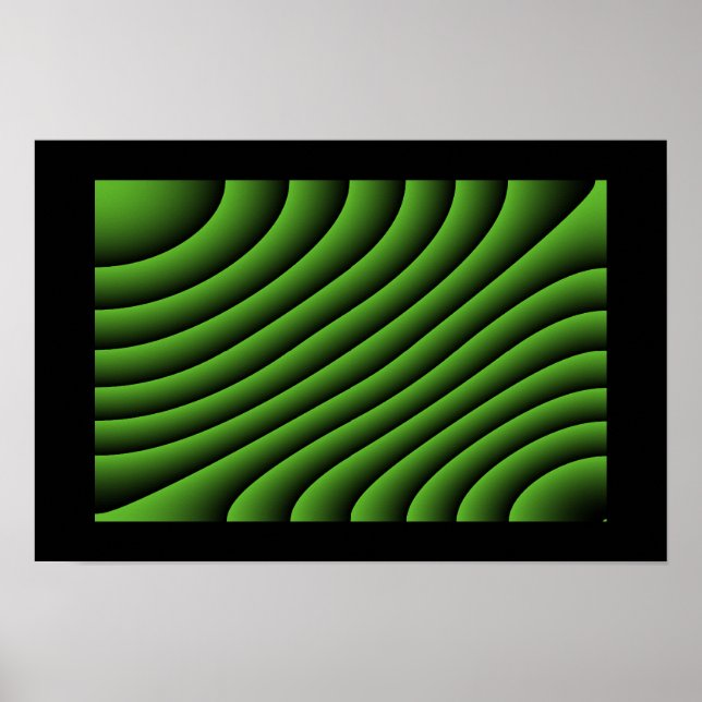 Hypnotic Green Wavy Lines Poster (Vorne)