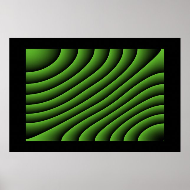 Hypnotic Green Wavy Lines Poster (Vorne)