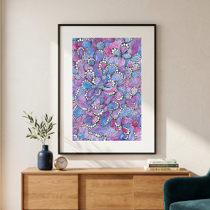 Hypnotic Hand Gezeichnet Lila Bio Wirbel Artwork Poster