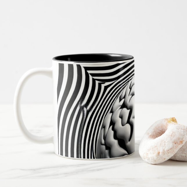 Hypnotic Mind Maze Zweifarbige Tasse (Mit Donut)