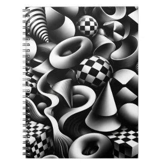 Hypnotic Monochrome Geometry – 3D Optical Illusion Notizblock