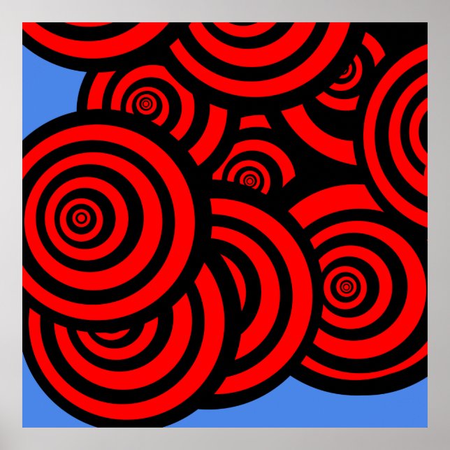 Hypnotic Red Black and Blue Spirals Poster (Vorne)