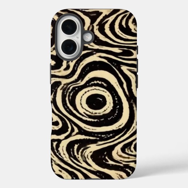 Hypnotic Swirl Black & Cream Abstract Phone Case (Rückseite)