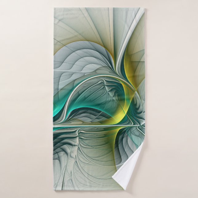 Hypnotische Abstrakt Golden Turquoise Aquamarines  Badehandtuch (Badehandtuch)
