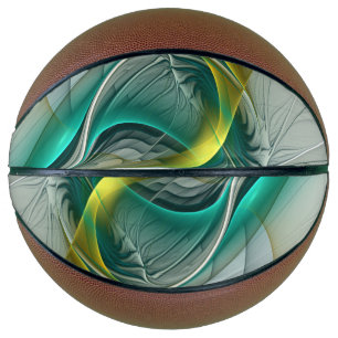 Hypnotische Abstrakt Golden Turquoise Aquamarines Basketball