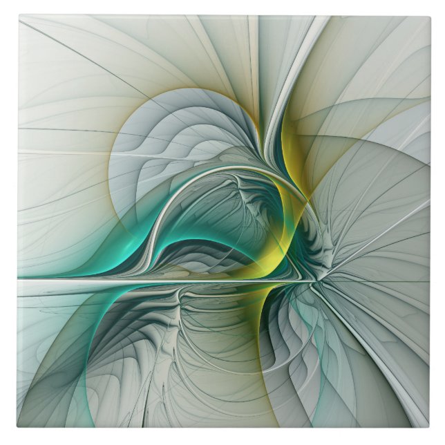 Hypnotische Abstrakt Golden Turquoise Aquamarines  Fliese (Vorderseite)