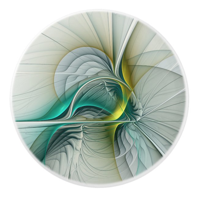 Hypnotische Abstrakt Golden Turquoise Aquamarines  Keramikknauf (Vorderseite)