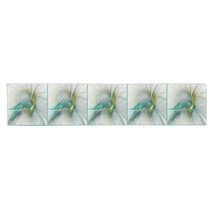 Hypnotische Abstrakt Golden Turquoise Aquamarines Kurzer Tischläufer