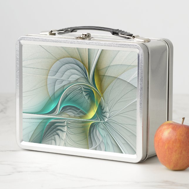 Hypnotische Abstrakt Golden Turquoise Aquamarines  Metall Lunch Box (Beispiel)