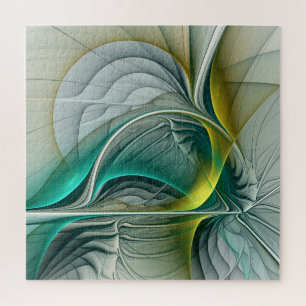 Hypnotische Abstrakt Golden Turquoise Aquamarines Puzzle