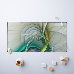 Hypnotische Abstrakt Golden Turquoise Aquamarines  Schreibtischunterlage