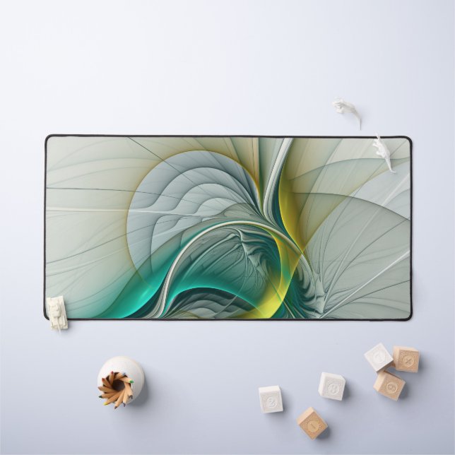 Hypnotische Abstrakt Golden Turquoise Aquamarines  Schreibtischunterlage (Kindertisch)