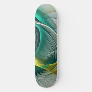 Hypnotische Abstrakt Golden Turquoise Aquamarines  Skateboard