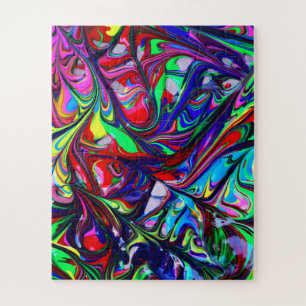 Hypnotische Abstrakte Rainbow-Paint-Wirbel Puzzle