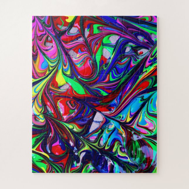 Hypnotische Abstrakte Rainbow-Paint-Wirbel Puzzle (Vertikal)