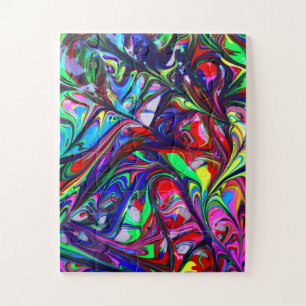 Hypnotische Abstrakte Rainbow-Paint-Wirbel Puzzle