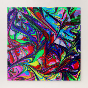 Hypnotische Abstrakte Rainbow-Paint-Wirbel Puzzle